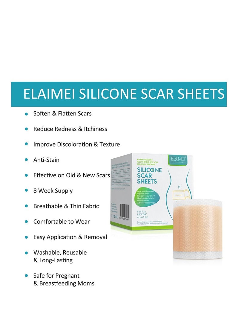 1.5m Professional Grade Silicone Scar Treatment Sheets Roll,Removes Scars Caused by C-Section, Surgery, Burn, Acne, Stretch Marks