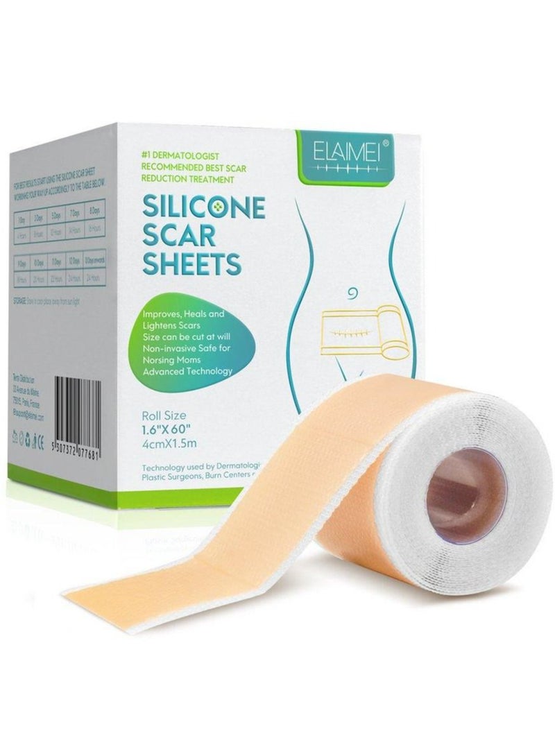 Medical Silicone Scar Sheets Roll 1.5m - Silicone Gel Sheets for Scar Removal, Silicone Sheets For Removing Scars Painlessly, Reusable Scar Gel Treatment,Cut Custom Size Strips