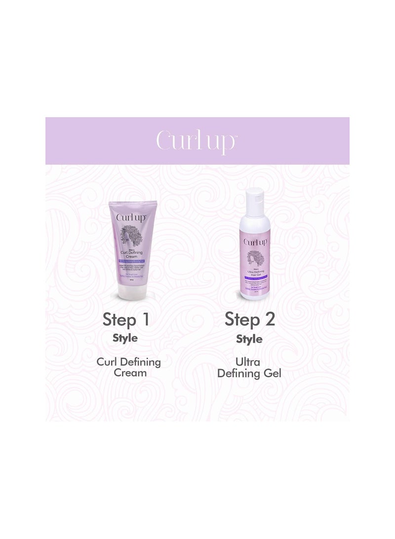 Curl Up Curl Styling Combo with Curl Defining Cream & Ultra Defining Gel - For Dry Frizzy, Wavy and Curly Hair - Sulphate Paraben And Silicone Free (Combo of 2)