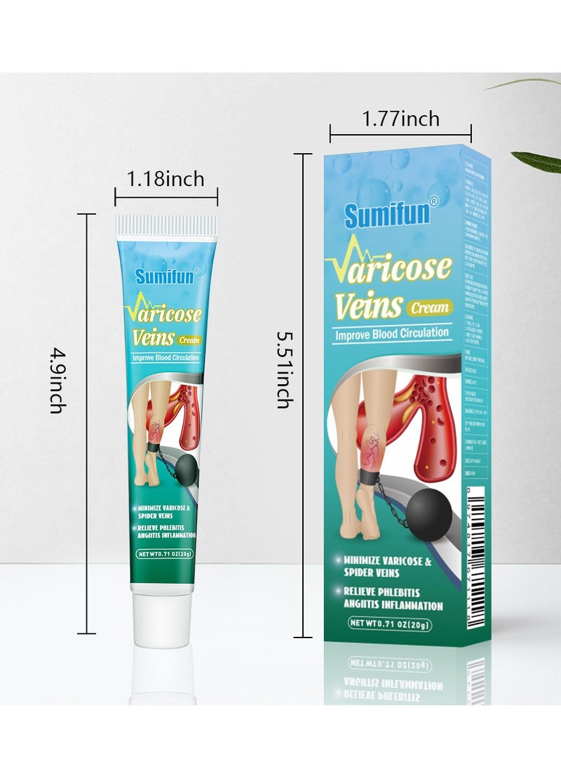 Varicose Veins Cream Relief Phlebitis Angiitis 100% Natural Ingredients Added Eliminate the Appearance of Varicose Veins - Vein Inflammation Treatment for Men & Women 20g