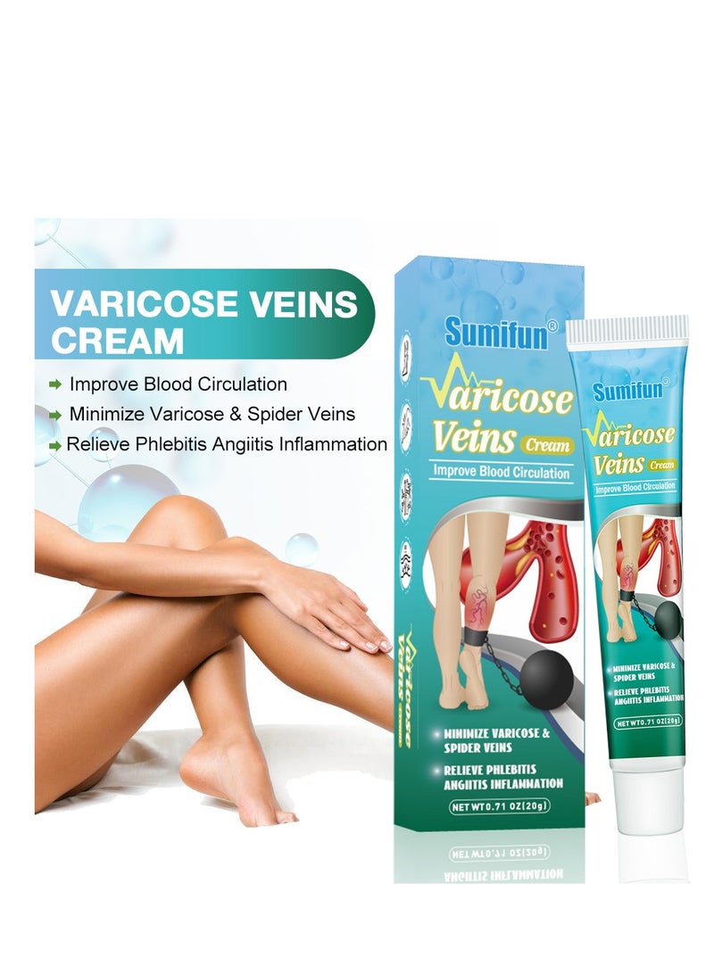 Varicose Veins Cream Relief Phlebitis Angiitis 100% Natural Ingredients Added Eliminate the Appearance of Varicose Veins - Vein Inflammation Treatment for Men & Women 20g