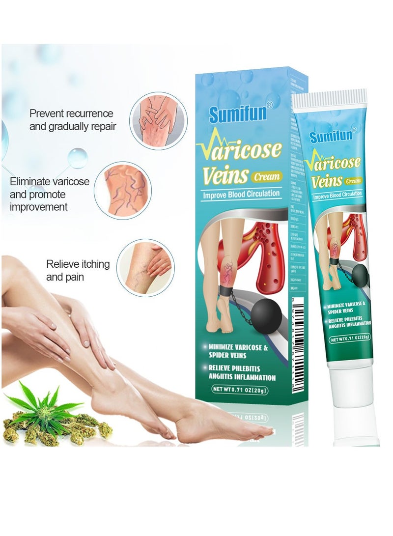 Varicose Veins Cream Relief Phlebitis Angiitis 100% Natural Ingredients Added Eliminate the Appearance of Varicose Veins - Vein Inflammation Treatment for Men & Women 20g