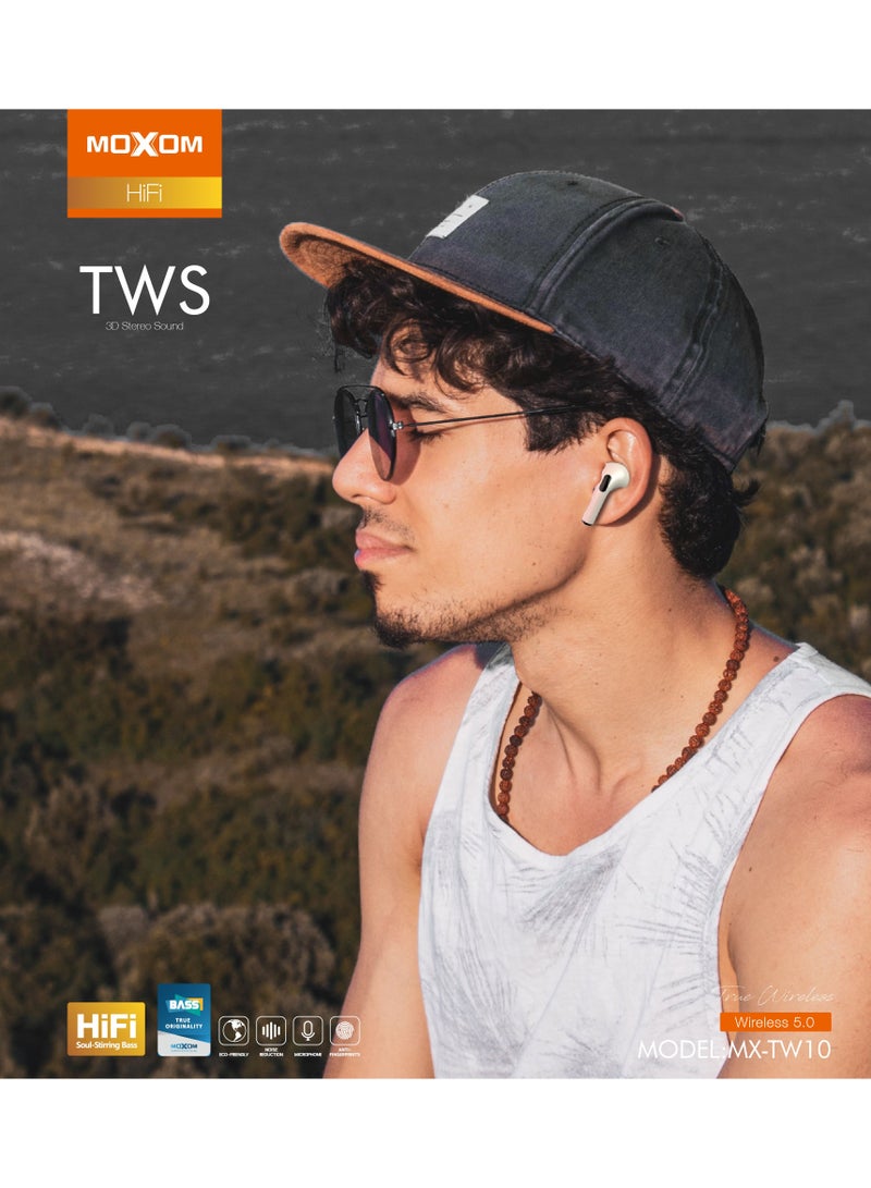Pro TWS Earbuds Bass Bluetooth 5.0 True Wireless Headphone with 300mAh Charging Case and Stereo Sound MX TW10