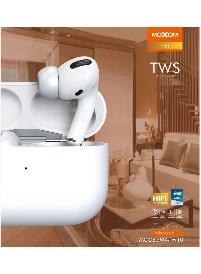 Pro TWS Earbuds Bass Bluetooth 5.0 True Wireless Headphone with 300mAh Charging Case and Stereo Sound MX TW10