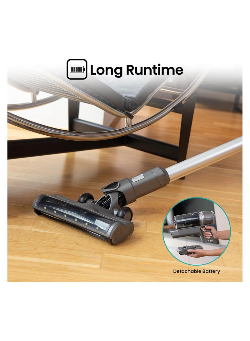 Cordless Broom Vacuum Cleaner - 3-in-1 Magic with Long Runtime, Brushless Motor & Washable Filter 400 W HVC6464A ‎Anthracite