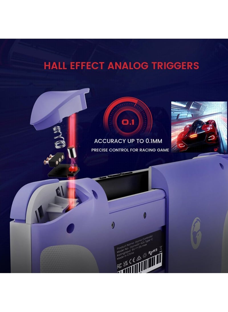X2s Type-C Mobile Gaming Controller for iPhone 15 Series (USB-C)/Andrroid Phones, Phone Controller with Hall Effect Sticks, Hall Effect Trigger, Turbo Function