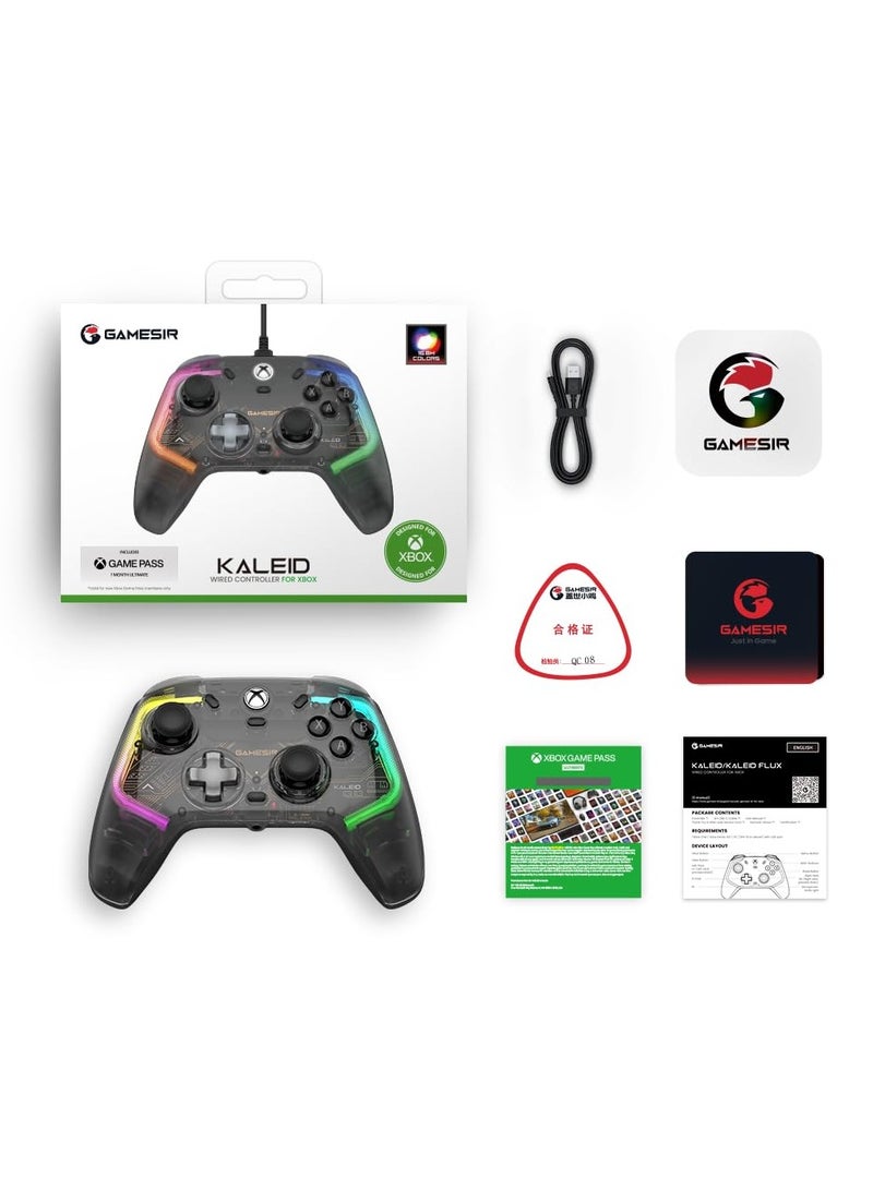 K1 Kaleid Wired Controller for Xbox Series X|S, Xbox One,Windows 10/11 & Steam, Plug and Play Gaming Gamepad, Transparent Video Game Controller with Hall Effect Joysticks/Hall Trigger