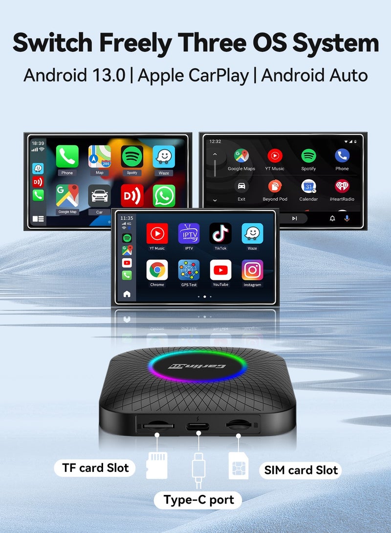 CarlinKit Led CarPlay Android 13 smart systems ai Box QCM 6225 4g 64g wireless Android Auto CarPlay Youtube Netflix tv box for 98% car GMC Mazda Camry Hyundai Audi