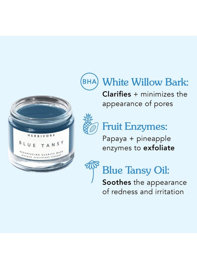 Blue Tansy Bha & Enzyme Pore Refining Mask Naturally Clarifies Acne Blemishes & Redness Vegan & Crueltyfree 60 Ml / 2.02 Oz