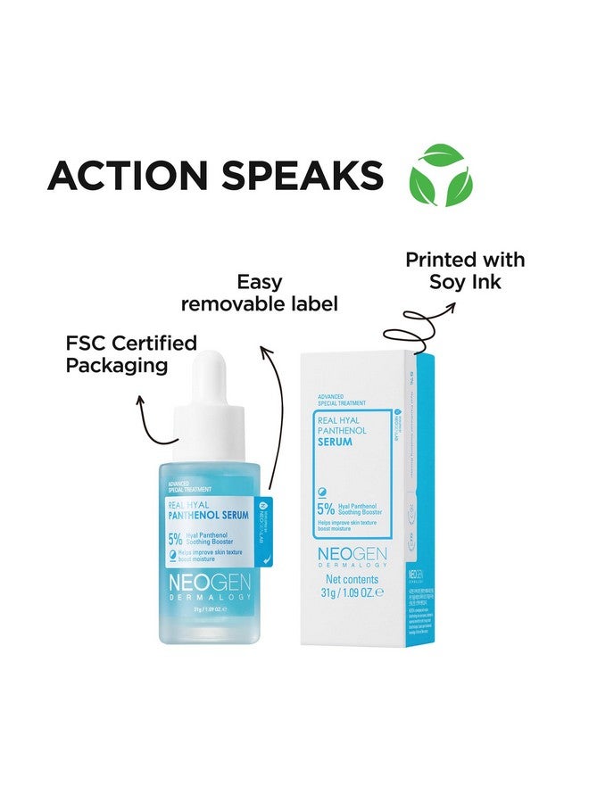 Dermalogy By Neogen Real Hyal Panthenol Serum For Face With Panthenol For Instant Hydration 8 Types Of Hyaluronic Acid For Skin Moisturizing And 10 Vitamins For Skin Revitalization 31G/1.09Oz