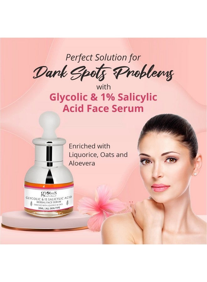 Glycolic & 1% Salicylic Acid Anti Acne Face Serum For Oily & Acne Prone Skin Natural & Ayurvedic Formula Chemical Free Cruelty Free 30 Ml Pack Of 5