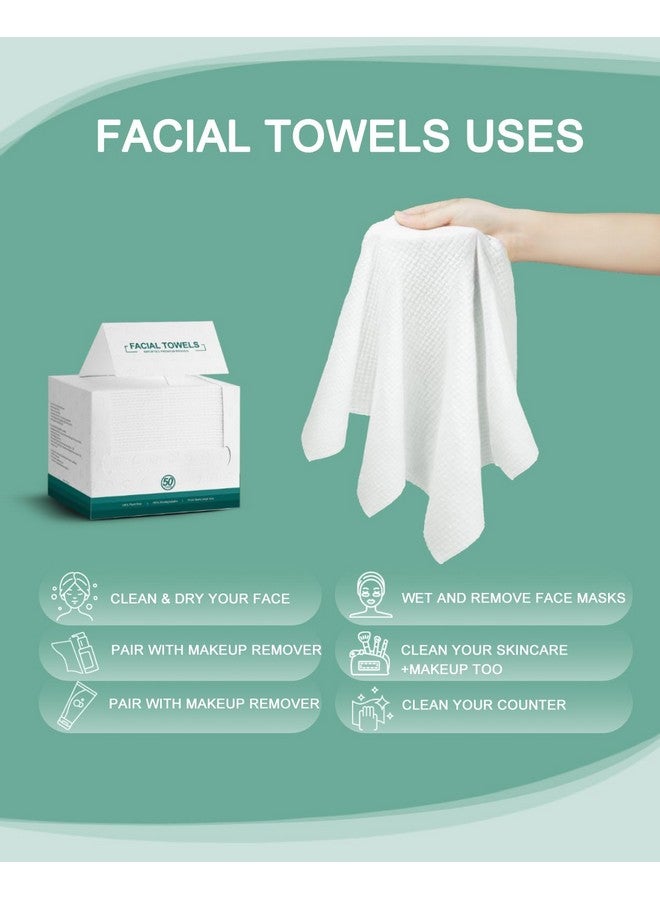 Disposable Face Towels 50 Count Extra Thick Soft Clean Facial Towels 10