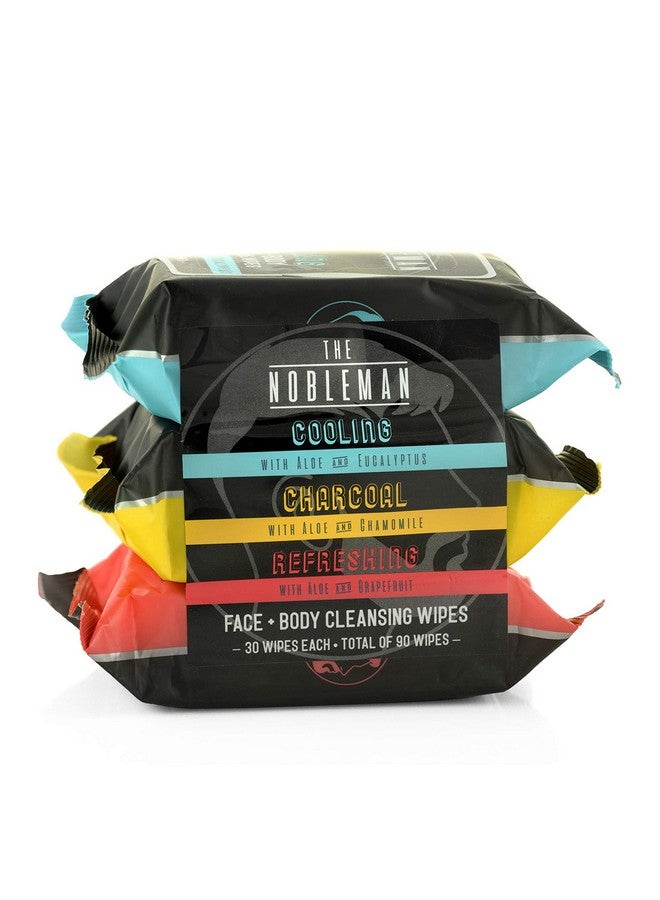 Men'S Assorted Cleansing Wipes Cooling/Charcoal/Refreshing 3 Pack (90Ct)