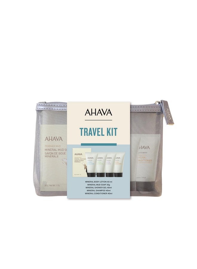 Travel Kit Includes Dead Sea Mineral Body Lotion 1.3 Fl.Oz Mineral Shower Gel 1.3 Fl.Oz Mineral Conditioner 1.3 Fl.Oz Mineral Shampoo 1.3 Fl.Oz & Mineral Mud Soap 1 Oz.