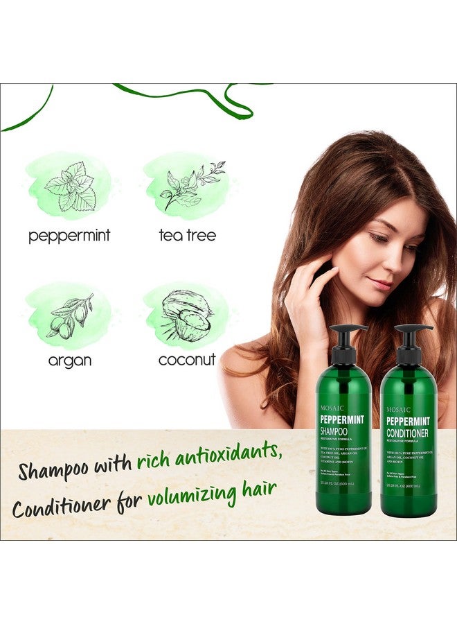 Peppermint Oil Shampoo And Conditioner Set For Hair Growth For Thinning Hair And Hair Loss Treatments For Women & Men Hair Thickening Products For Women & Men Sulfate Free Shampoo 20.2 Fl Oz Each