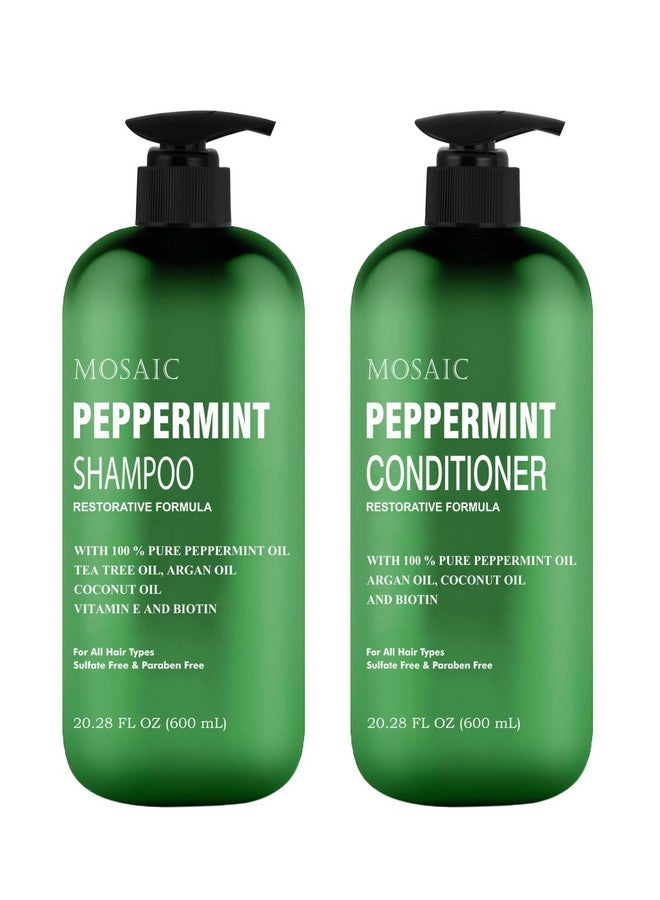 Peppermint Oil Shampoo And Conditioner Set For Hair Growth For Thinning Hair And Hair Loss Treatments For Women & Men Hair Thickening Products For Women & Men Sulfate Free Shampoo 20.2 Fl Oz Each