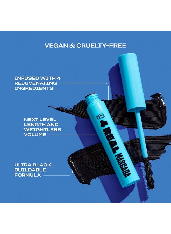 4 Real Mascara Black For Volume, Length, And Lift In Eyelashes, Defined & Flutterly Look, Vegan & Crueltyfree, 8.5G