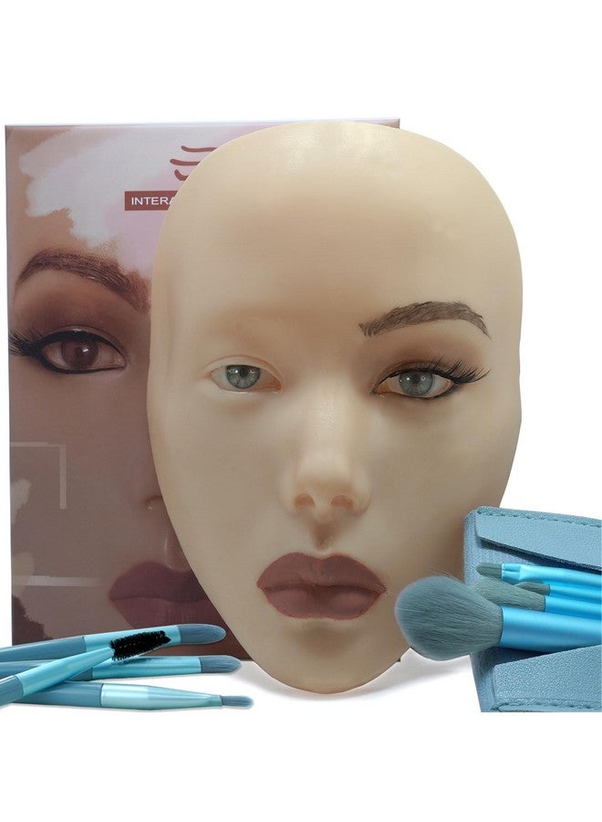 5D Makeup Practice Face Board, Silicone Makeup Mannequin Face, Reusable Beginner Practice Eye Makeup Face, Eye Fake Silicone, Makeup Artist Full Face Practice Eyelash Eye Shadow Eyeliner Pen Simulatio