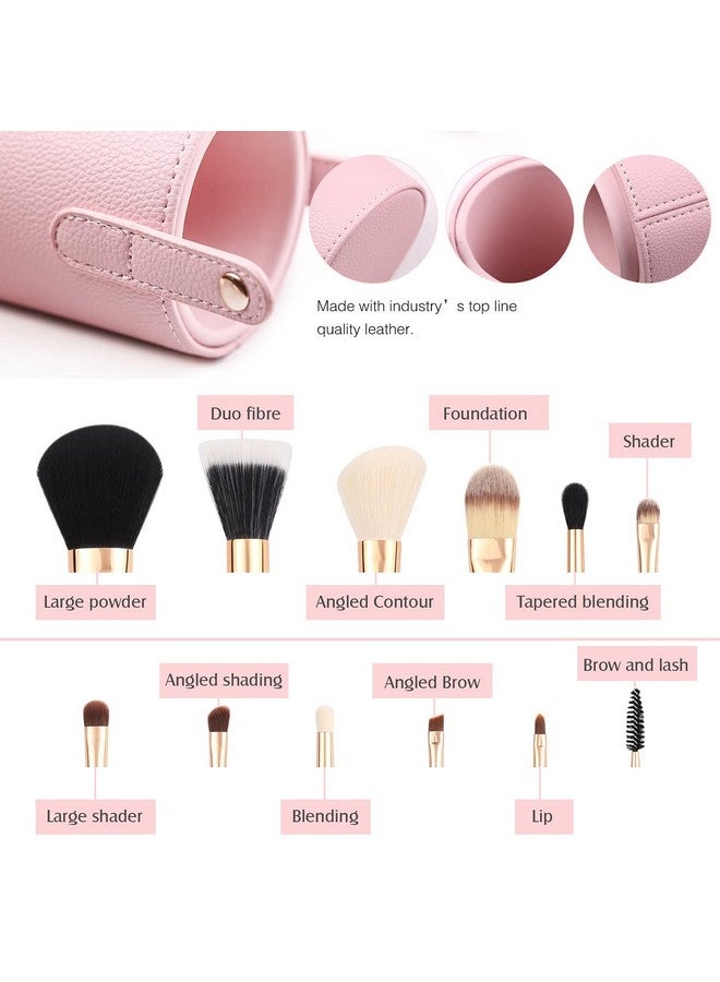 Makeup Brush Set 12Pcs Pink Synthetic Makeup Brushes Travel Set With Holder Makeup Brush Organizer Foundation Powder Contour Blush Eye Cosmetic Brush Sets In Case With Bonus Gift Makeup Sponge