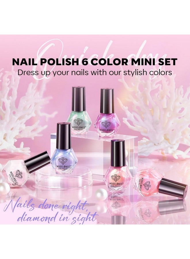 Pearl Nail Polish 6 Colors Shimmer Pearl White Pink Mermaid Purple Nail Polish Set Summer Quick Dry Nail Polish Finger Nail Polish Bulk Manicure Diy Nail Art Salon Home Gift For Women Girl