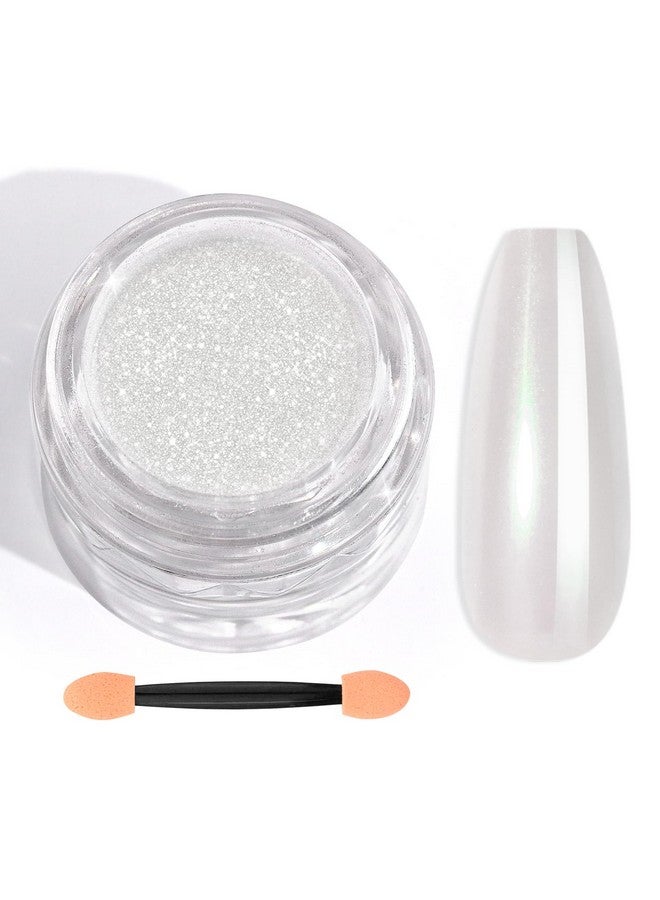 White Pearl Chrome Nail Powder 1G Mirror Effect Chrome Powder For Gel Nails Metallic Mermaid Chrome Nail Powder For Gel Polish Pearl Nail Powder Glitter Dust Kit For Nail Art Decorations