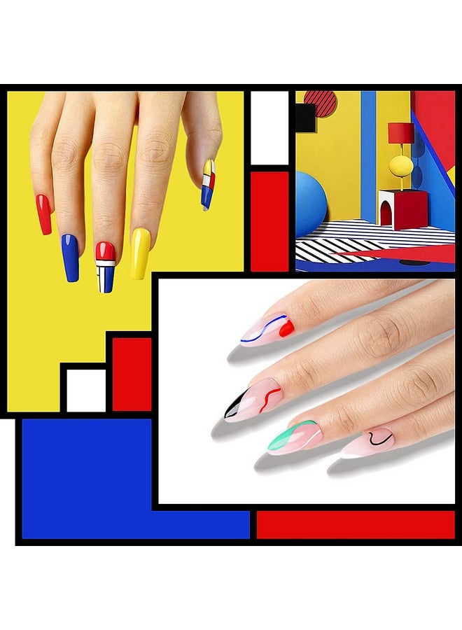 Painted Gel Nail Polish Set6Pcs Black White Red Blue Green Yellow Liner Polish Pen Uv Led Curing Requires Nail Painting Gel Polishesgeometric 3D Nail Art Diy Nail Design