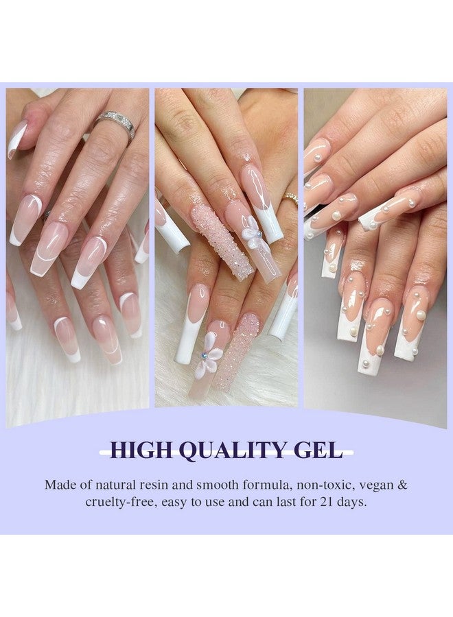 French Gel Nail Polish 0.5 Fl Oz White Color Soak Off U V Led Gel Polish Quick French Manicure Design Nail Art Gel Liner For Starter Diy At Home & Professional Nail Salon