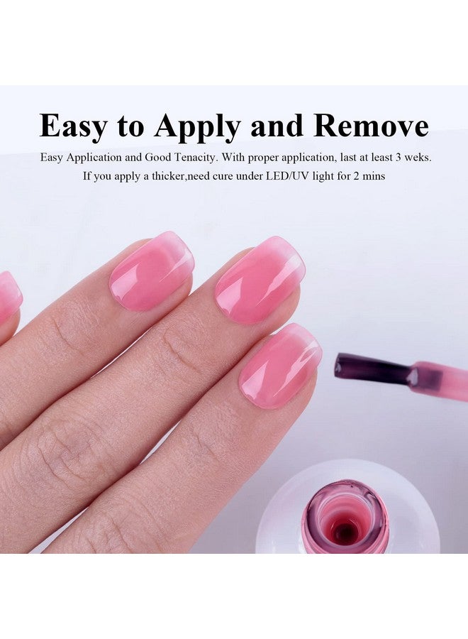 Sheer Pink Gel Nail Polish 15Ml Jelly Pink Translucent Color Uvled Soak Off Gel Polish For Diy Nail Art Manicure And Pedicure At Home Or Salon 0.5 Fl Oz 1Pcs