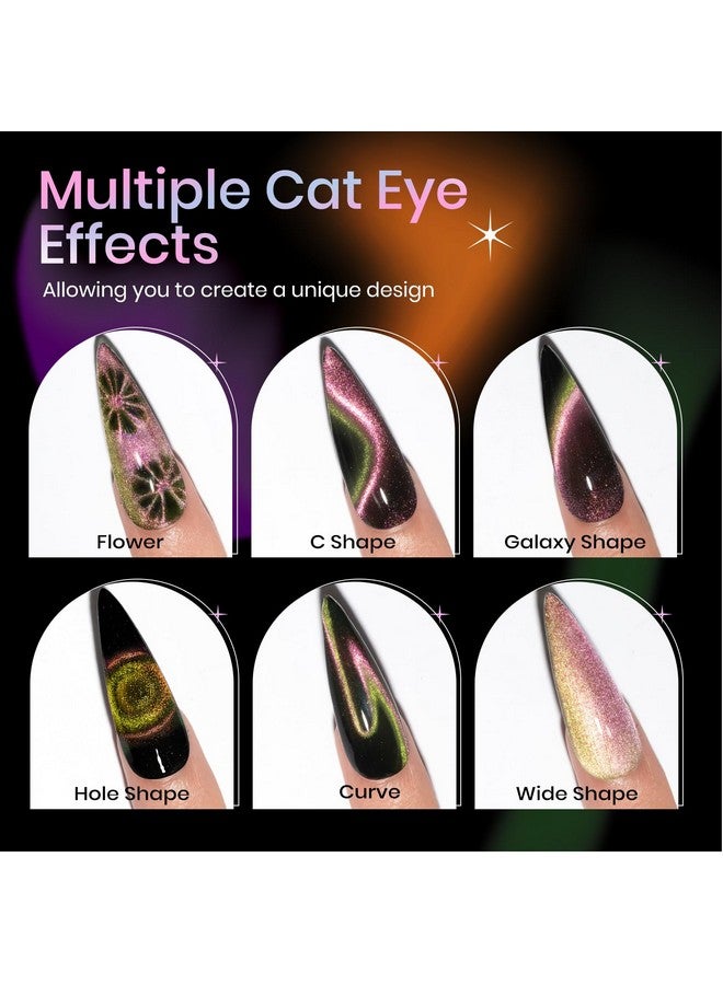 9D Cat Eye Gel Nail Polish Set With Magnet 12 Colors Magnetic Cateye Gel Polish Chameleon Galaxy Effects Manicure For Nail Salon Diy Nail Art At Home