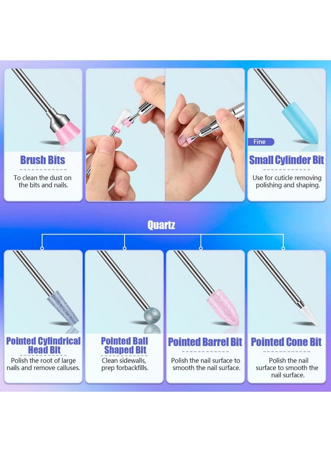 25Pcs Nail Drill Bits Set With Portable Pink Case 332 Inch Ceramic Drill Bits For Acrylic Nails Diamond Carbide Cuticle Efile Remover Quartz Pointed Bits For Home Salon Acrylic Gel Nail