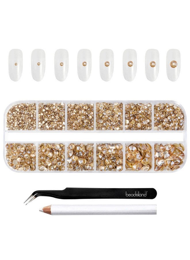 Rhinestones For Makeup8 Sizes 2500Pcs Gold Flatback Rhinestones Eye Gems For Nails Crafts With Tweezers And Wax Pencilgolden Shadowss4Ss30
