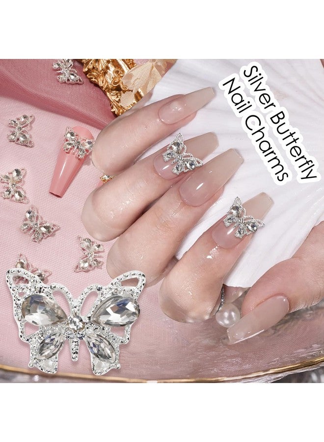 20Pcs Butterfly Nail Charms 3D Luxury Butterfly Nail Gems Gold Silver Butterfly Nail Diamond Shiny Nail Rhinestones For Acrylic Nails Nail Art Supplies Nail Gems For Women Girls Manicure