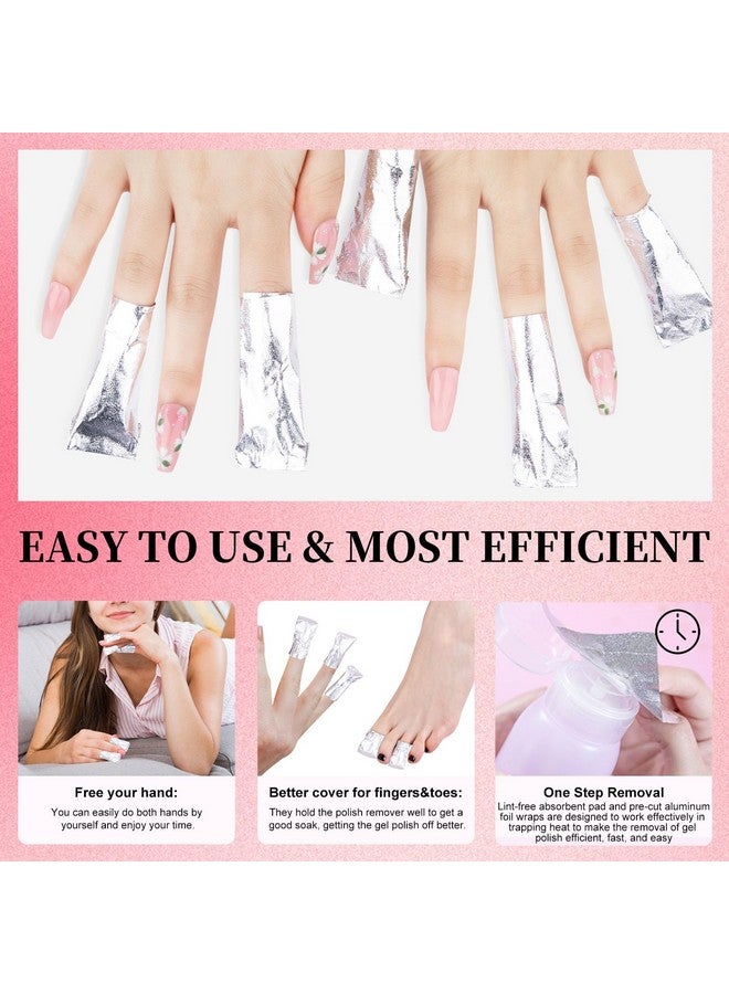 Foil Nail Wraps 300Pcs Gel Nail Polish Remover Foil Wraps For Nails Soak Off Gel Remover With Larger Cotton Pad For Removing Nail Polish At Home