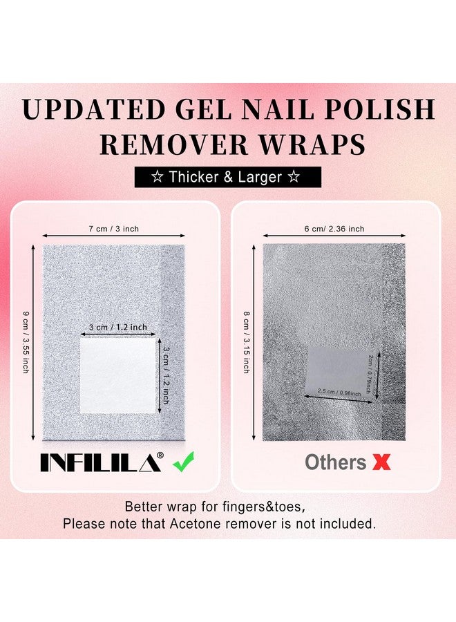 Foil Nail Wraps 300Pcs Gel Nail Polish Remover Foil Wraps For Nails Soak Off Gel Remover With Larger Cotton Pad For Removing Nail Polish At Home