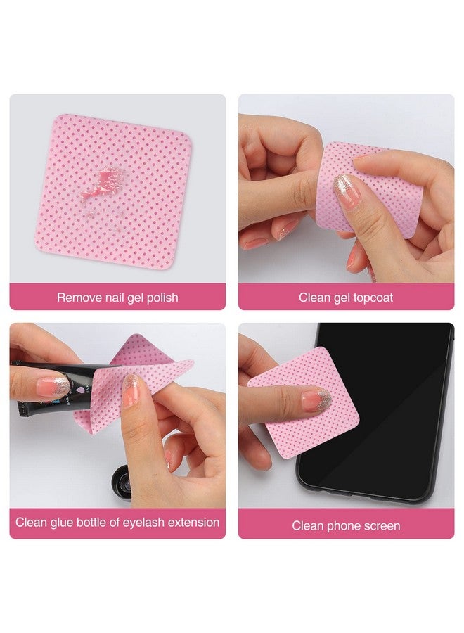 1080 Pcs Pink Lint Free Nail Wipes Eyelash Extension Wipes Super Absorbent Soft Nonwoven With A Pump Dispenser Bottle Disposable Nail Polish Remover For Polish Clean Acrylic Nails Remover