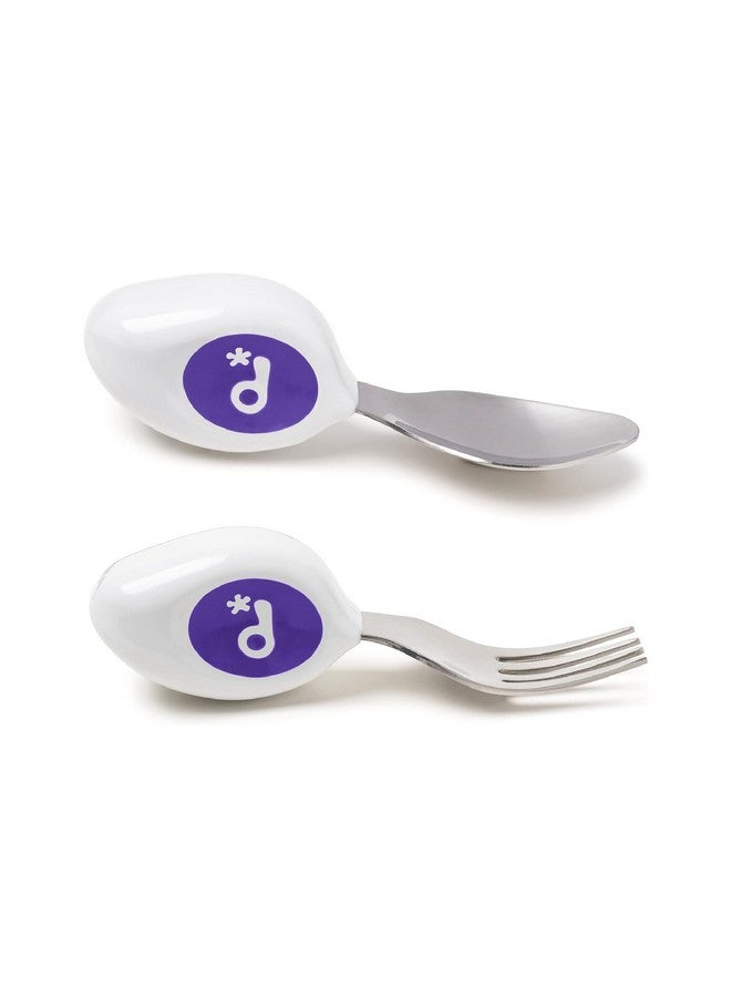 Toddler Utensils, Ergonomic Fork And Spoon Set For Self Feeding, Stainless Steel Silverware For 13 Year Olds, Bpa Free, Dishwasher Safe (Indigo)