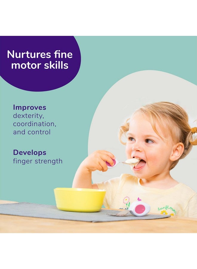 Toddler Utensils, Ergonomic Fork And Spoon Set For Self Feeding, Stainless Steel Silverware For 13 Year Olds, Bpa Free, Dishwasher Safe (Indigo)