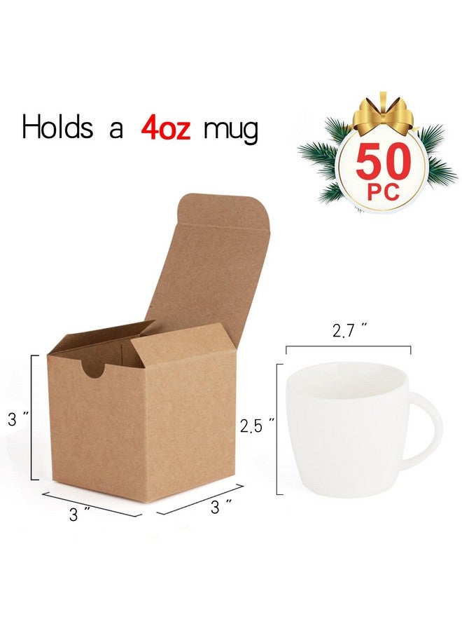 50Pc Brown Gift Box 3X3X3'' Small Cardboard Gift Boxes With Lids, Bridesmaid Proposal Gifts Box, Bridal, Cupcake Box, Groomsmen Proposal Box