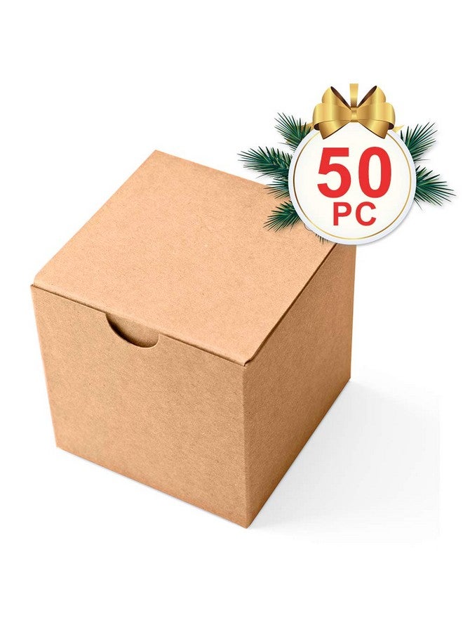 50Pc Brown Gift Box 3X3X3'' Small Cardboard Gift Boxes With Lids, Bridesmaid Proposal Gifts Box, Bridal, Cupcake Box, Groomsmen Proposal Box
