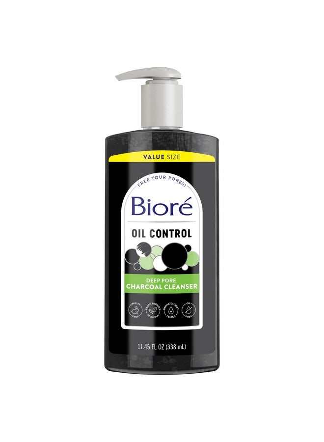 Biore Deep Pore Charcoal Face Wash Daily Facial Cleanser For Dirt & Makeup Removal For Oily Skin Value Size 11.45 Fl Oz