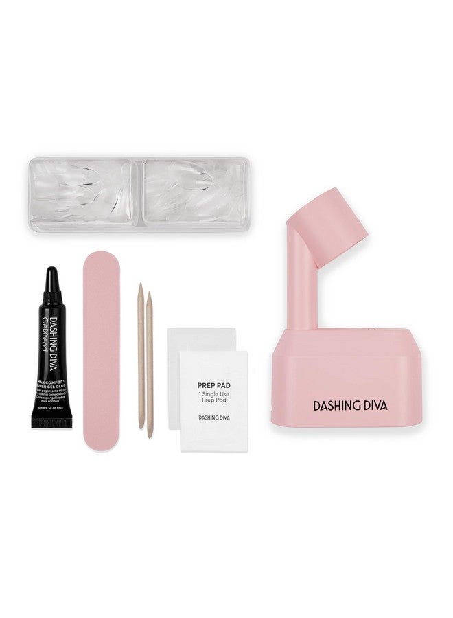 Gelxtend Starter Kit Clear Medium Round Press On Nails With Led Lamp Lasts Up To 14 Days Clear Customizable Gel Nails Nosoak Easy Removal Gel Nail Tips