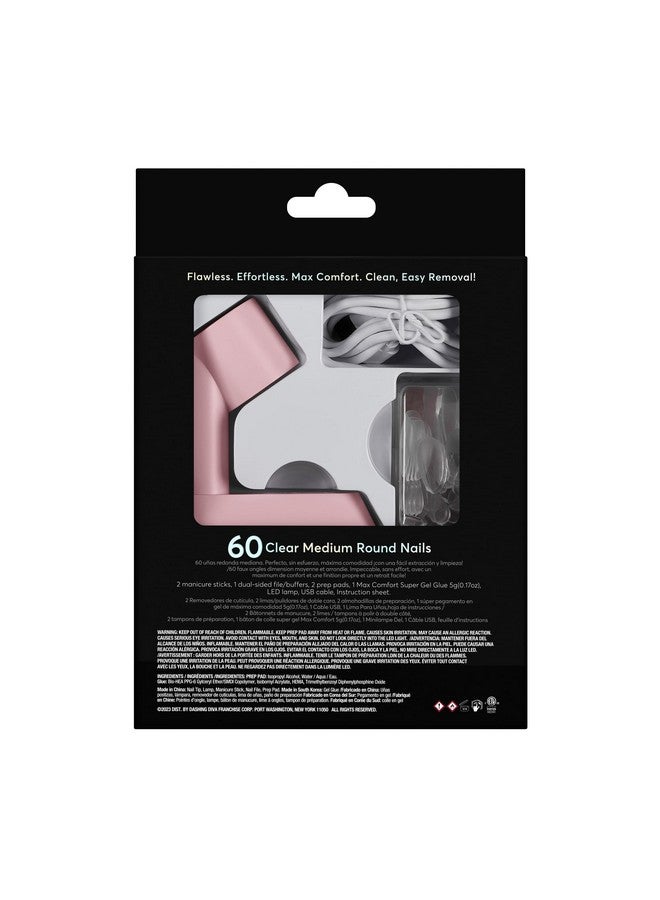 Gelxtend Starter Kit Clear Medium Round Press On Nails With Led Lamp Lasts Up To 14 Days Clear Customizable Gel Nails Nosoak Easy Removal Gel Nail Tips