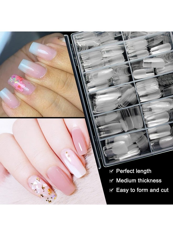 Square Nail Tips 600 Pcs Artificial Full Cover Nail Tips Soft Clear Gel X Nail Tips 12 Sizes Acrylic Medium Square Press On Nails Tapered Square False Nails With Box For Home Diy Nail Salon