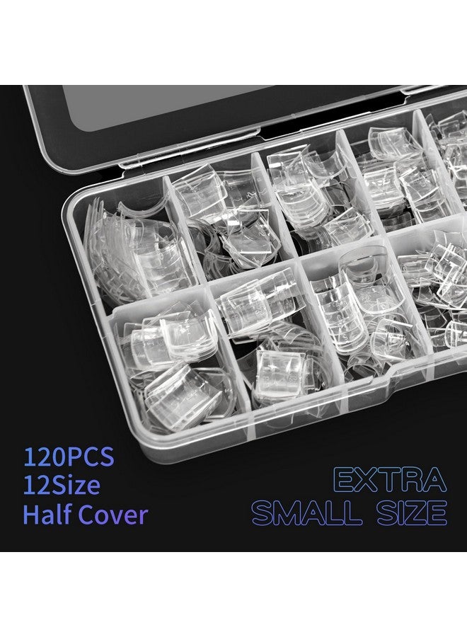 Fake Toenails 120Pcs Half Cover Toe Nail Tips False Clear Toenails For Acrylic Nails Extension Short Square Press On Toenails For Women Nail Salons Diy Extra Small 12 Sizes With Box