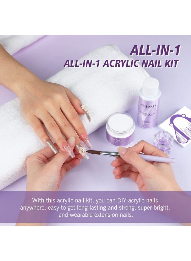 Acrylic Nail Kit 30G Clear Acrylic Powder & 60Ml Acrylic Liquid Set With Nail Brush Nail Forms Tools Extension Nail Kit For Beginners With Everything For Home Diy Salon Nails Application