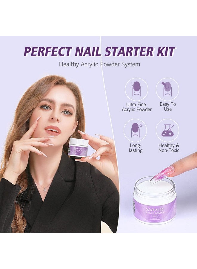 Acrylic Nail Kit 30G Clear Acrylic Powder & 60Ml Acrylic Liquid Set With Nail Brush Nail Forms Tools Extension Nail Kit For Beginners With Everything For Home Diy Salon Nails Application