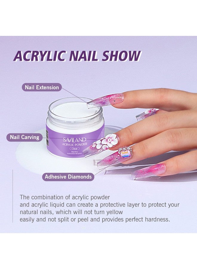 Acrylic Nail Kit 30G Clear Acrylic Powder & 60Ml Acrylic Liquid Set With Nail Brush Nail Forms Tools Extension Nail Kit For Beginners With Everything For Home Diy Salon Nails Application