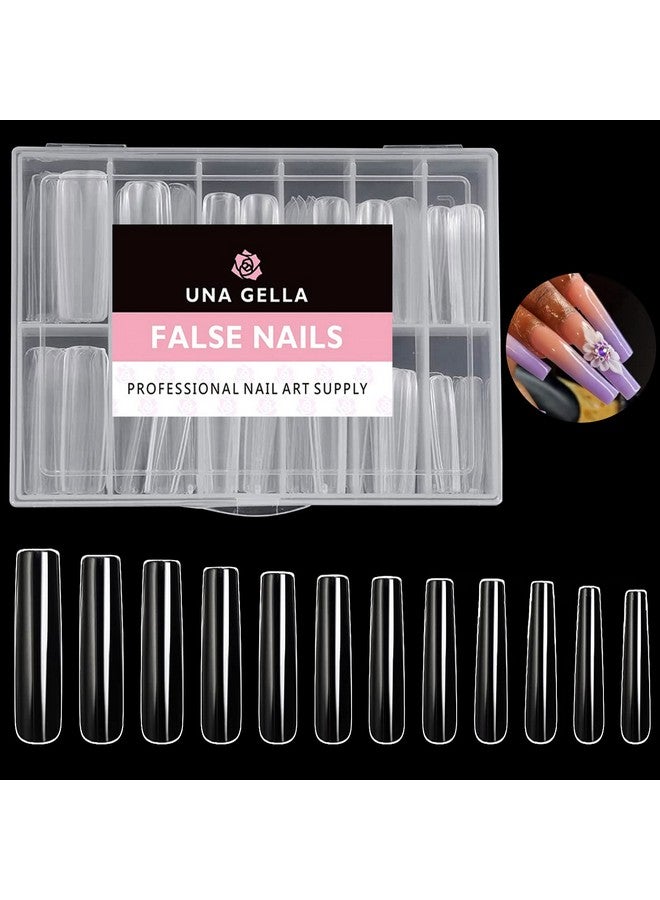 Xxl Long Square Nails Tips 216 Pcs No C Curve Straight Nail Tips Full Cover Square Gel X Tips Extra Long Nail Tips Clear False Fake Nails Gel Nail Extension For Nail Salon Home Diy 12 Sizes