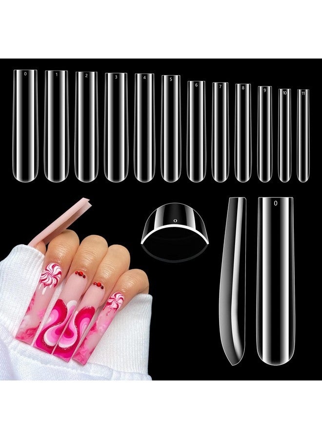 504Pcs Clear Square Nail Tips For Acrylic Nails Professional Xxlxxxl Extra Long Tapered Square Straight Acrylic Nail Tips Full Cover No C Curve False Nail Extension Tips For Manicure Salon Nail Art