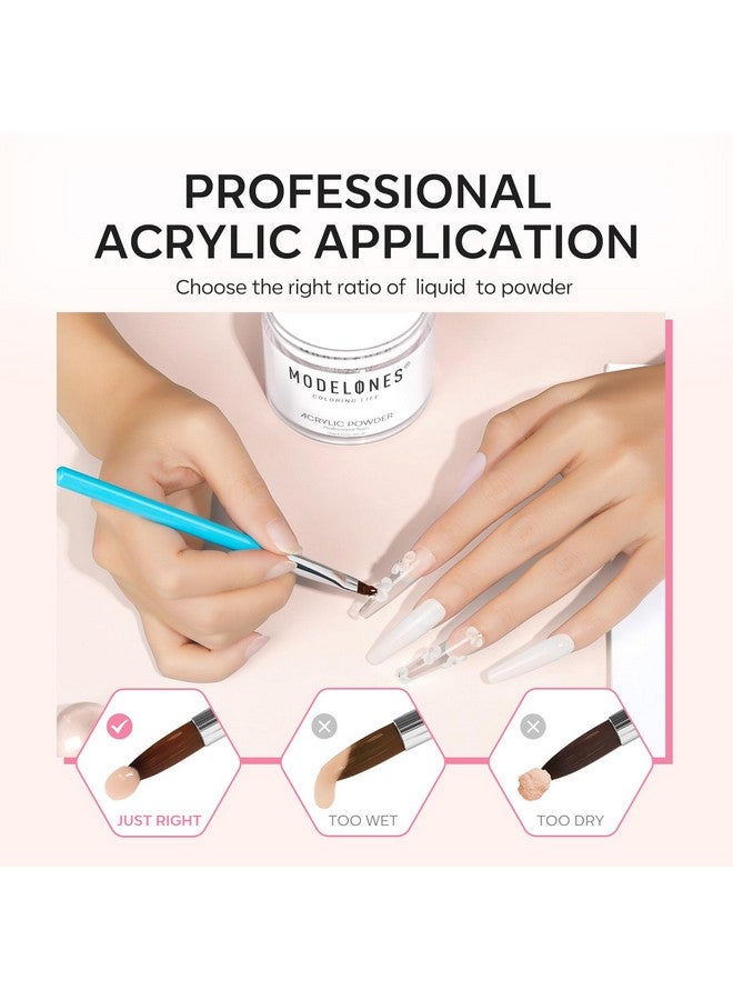 Acrylic Nail Kit Clearwhitepink Acrylic Powder And Liquid Set With Rhinestone Glue Acrylic Nail Brush Unified Combo Starter Kit For Acrylic Nail Extension Beginner